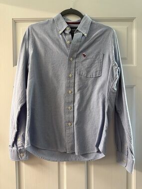 Abercrombie kids Light Blue Button-Down Shirt with Red Moose Logo